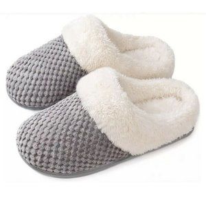 ULTRAIDEAS Women's Comfy Coral Fleece Memory Foam Slippers 5-6 Grey